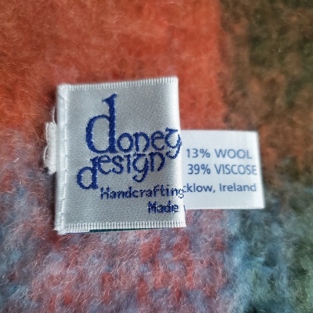 Donegal Design Mohair Blend Fringed Ski Scarf Made in Ireland - Picture 5 of 6
